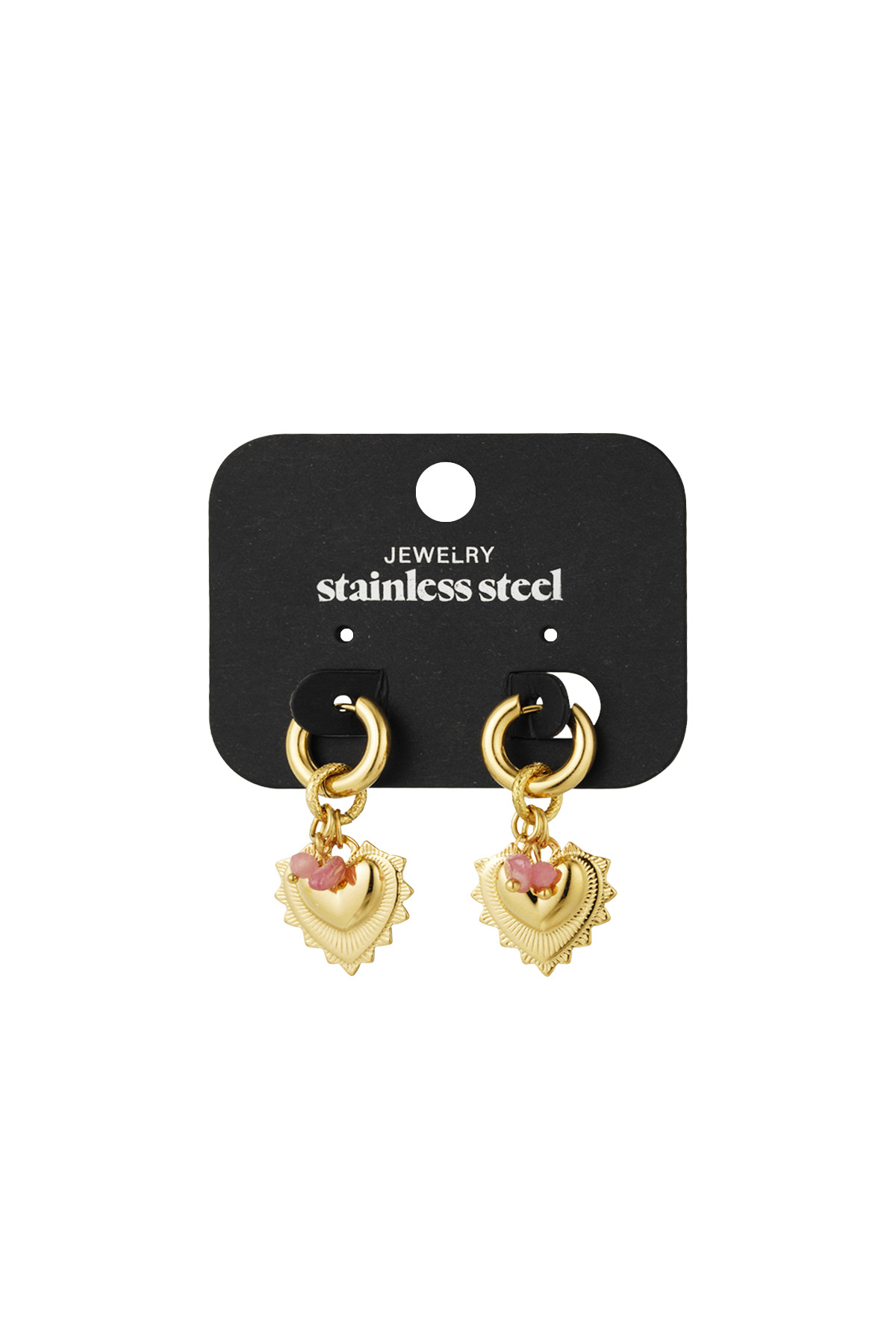 Bold heart earrings - Gold color h5 Picture2