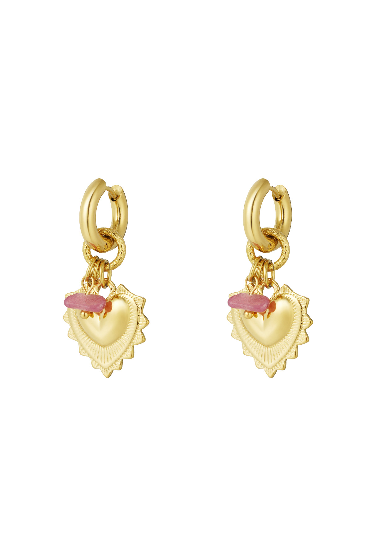 Bold heart earrings - Gold color h5 