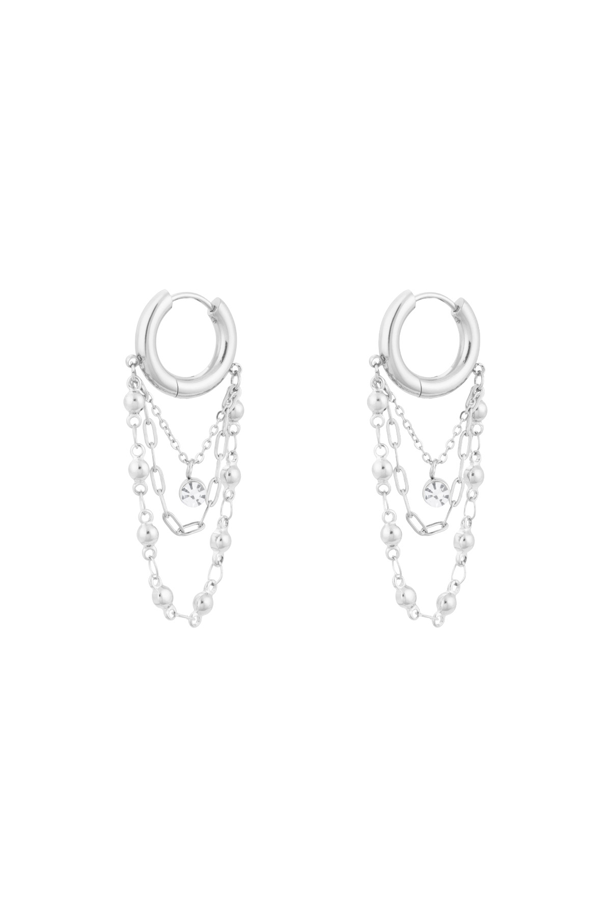 Earrings chained up - Silver color h5 