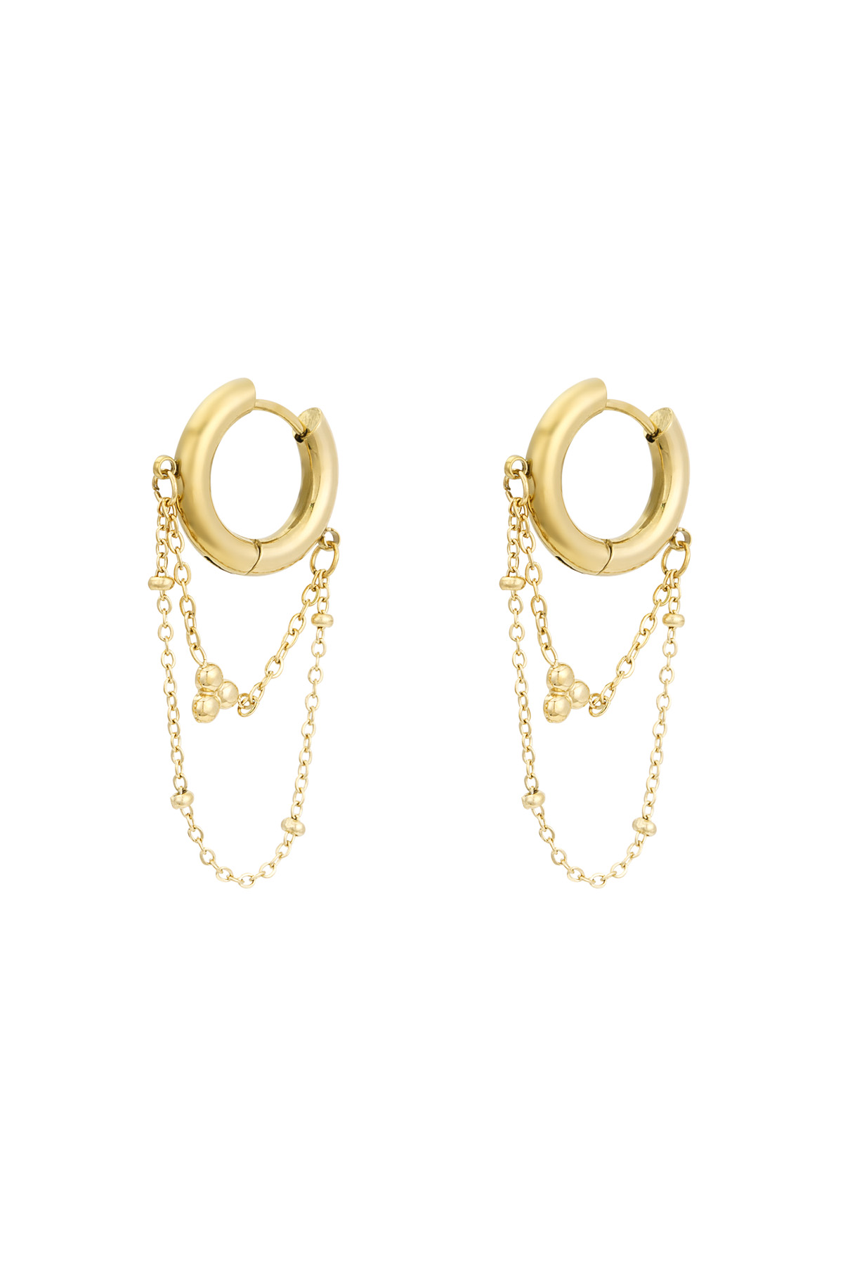 Earrings chained up - Gold color h5 