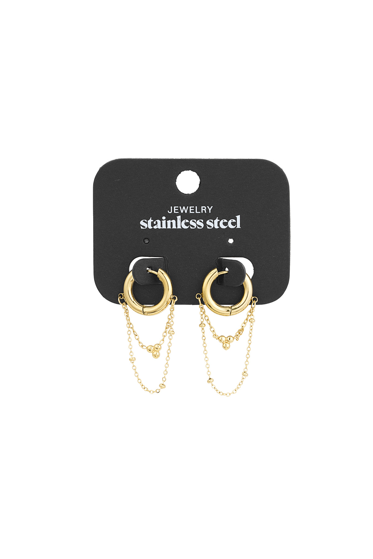 Earrings chained up - Gold color h5 Picture3