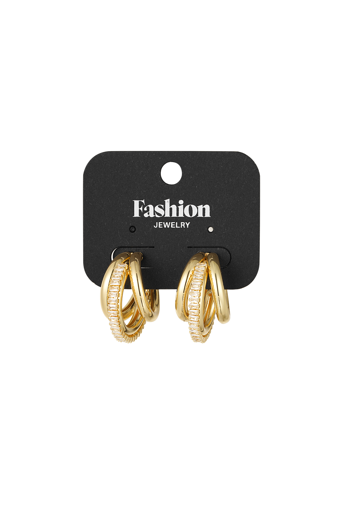 Triple party hoop earrings - gold h5 Picture2