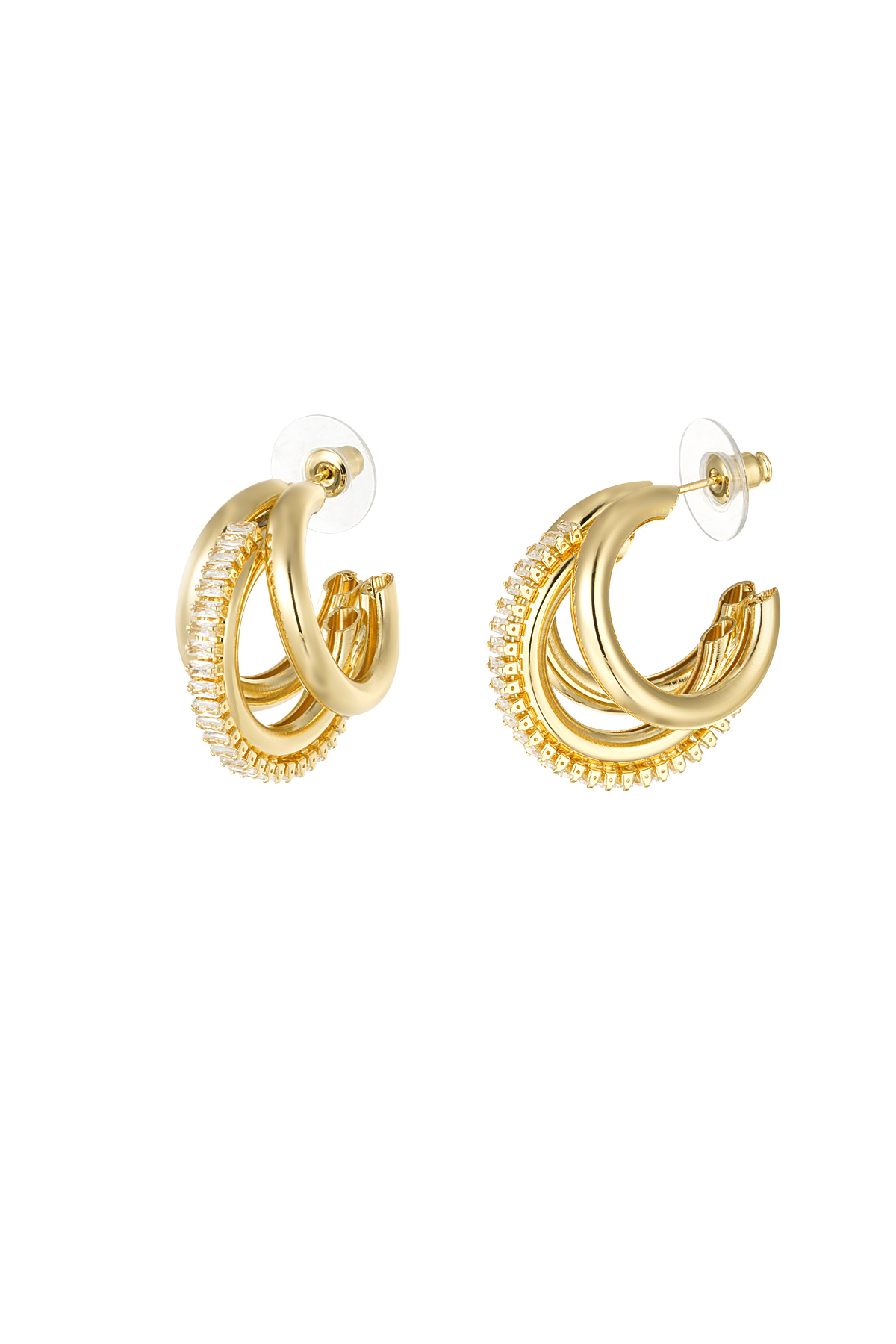 Triple party hoop earrings - gold h5 