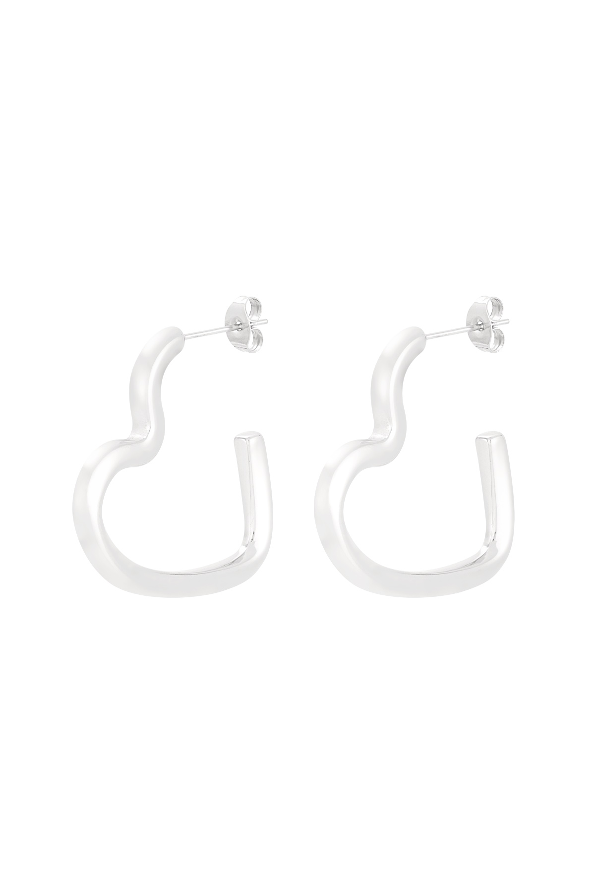 Open heart earrings - Silver color h5 