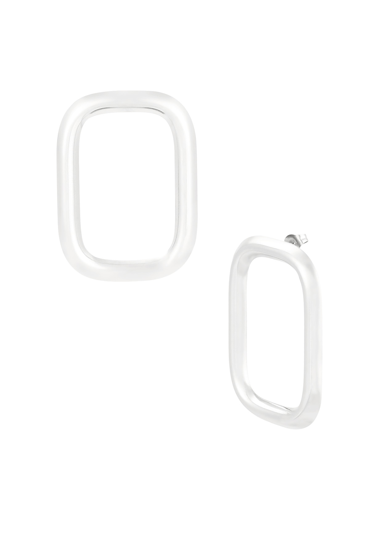 Statement earrings rectangle - Silver color h5 