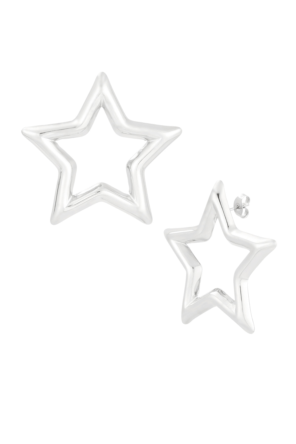 Statement star earrings - Silver color 