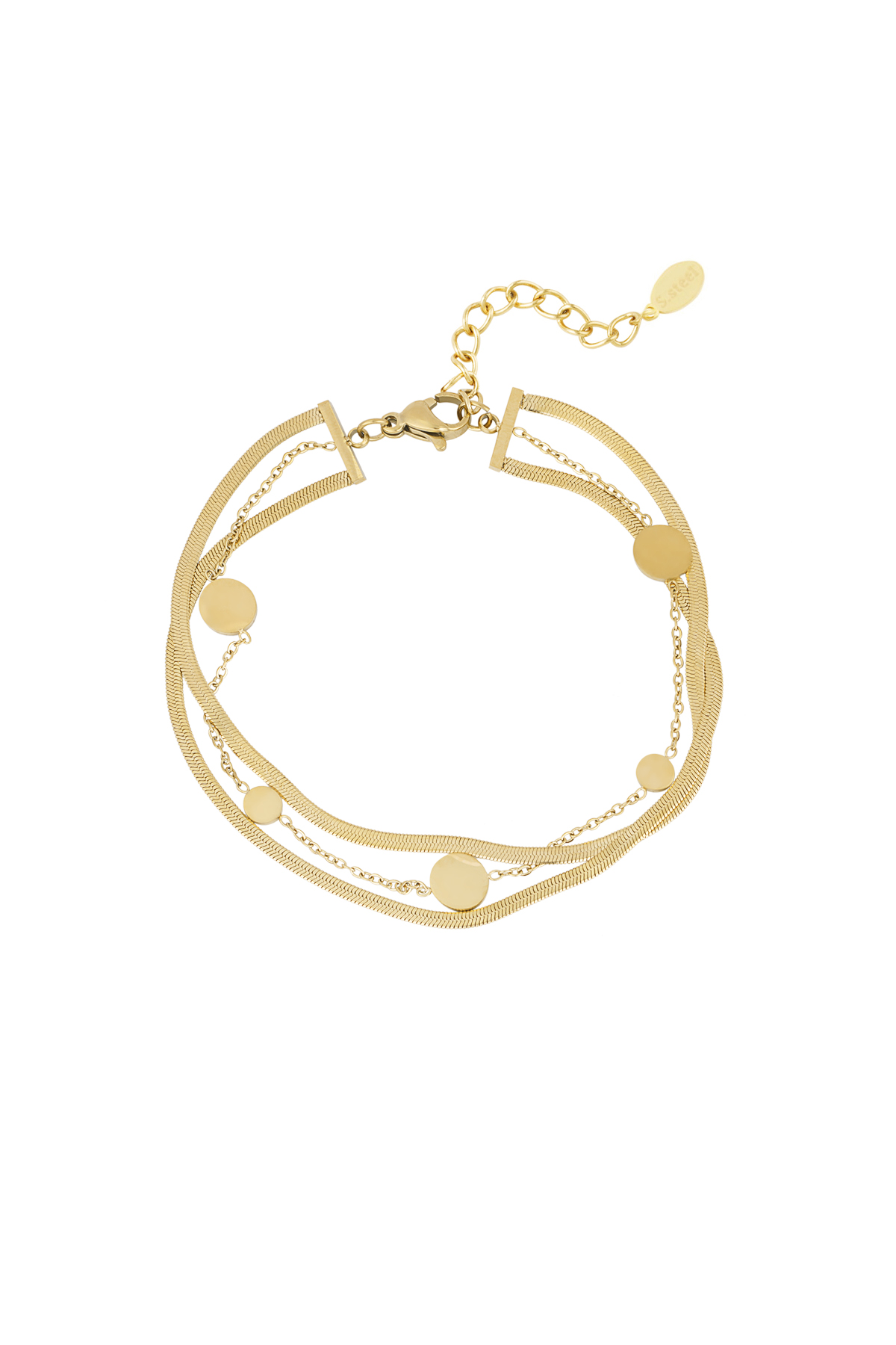 Double coin bracelet - Gold color h5 