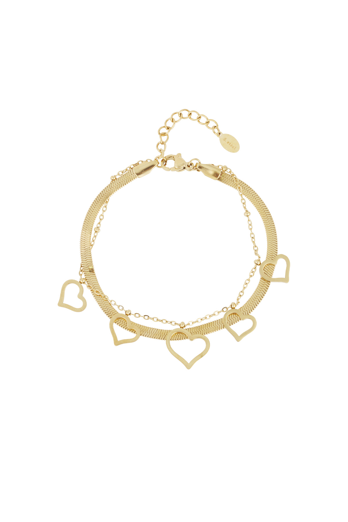 Pulsera de corazón grueso - Color dorado h5 