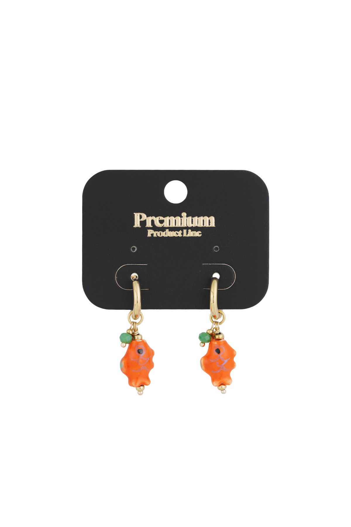 Pendientes con forma de pez - Color oro naranja h5 Imagen2