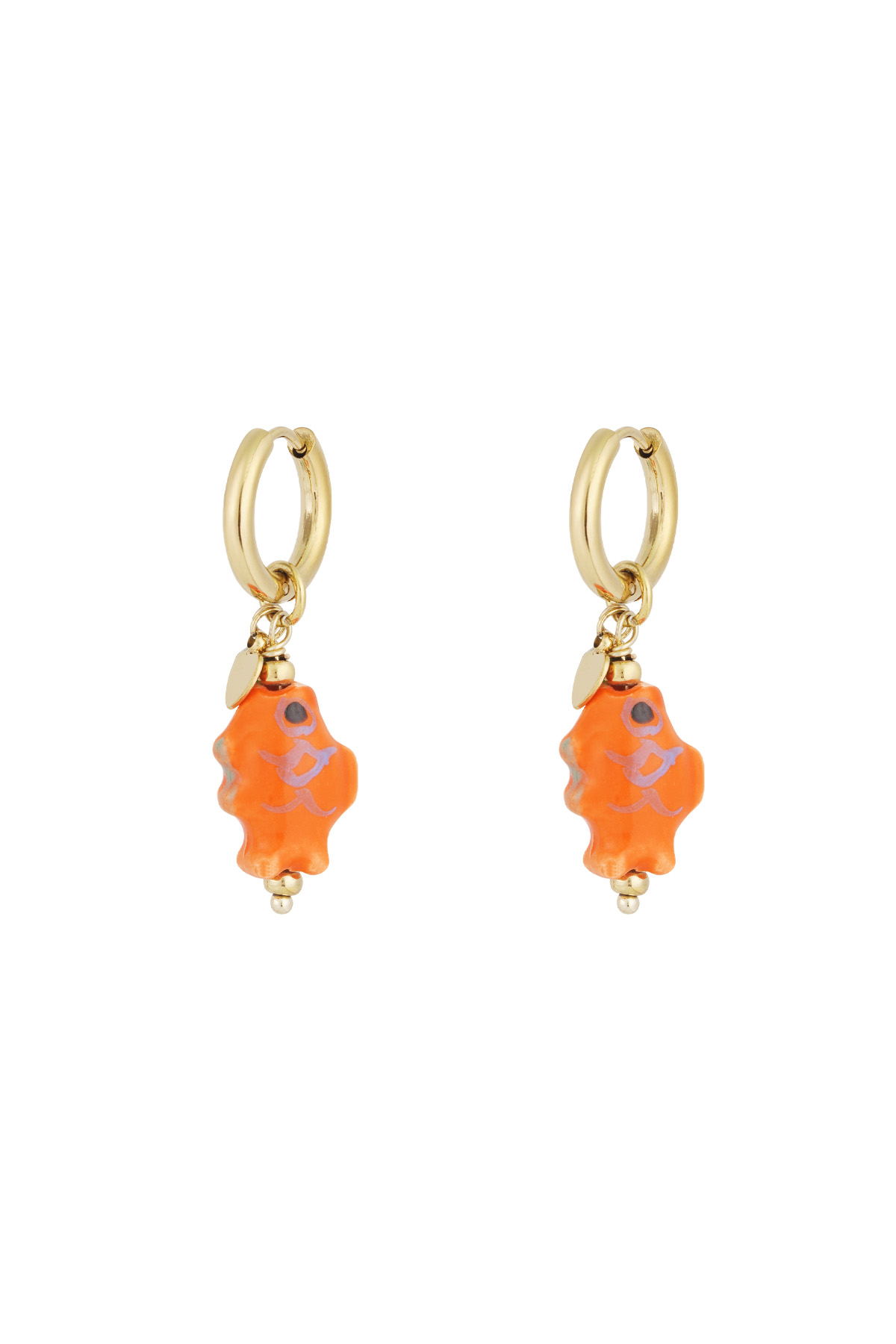 Pendientes con forma de pez - Color oro naranja h5 