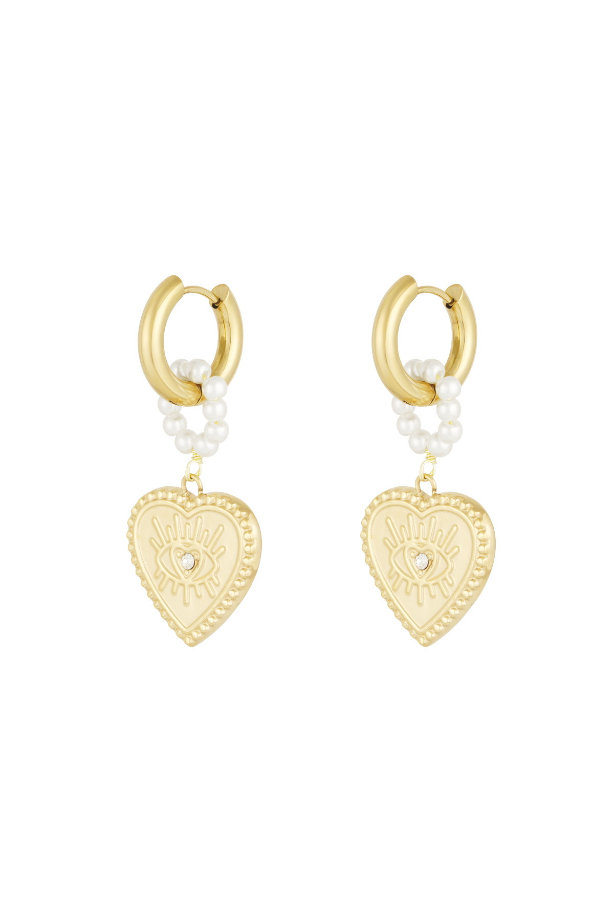 Charming heart earrings - Gold color h5 