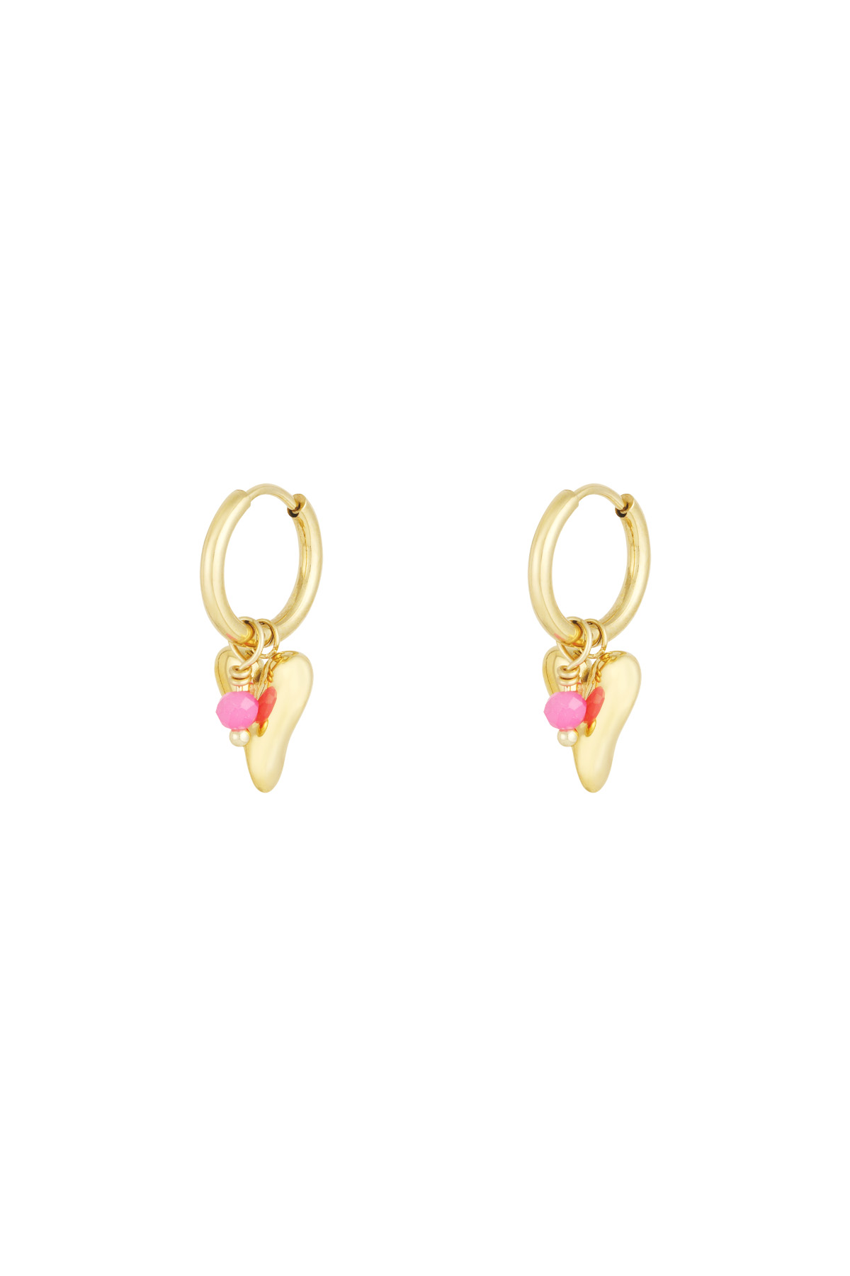 Vivid heart earrings - Gold color