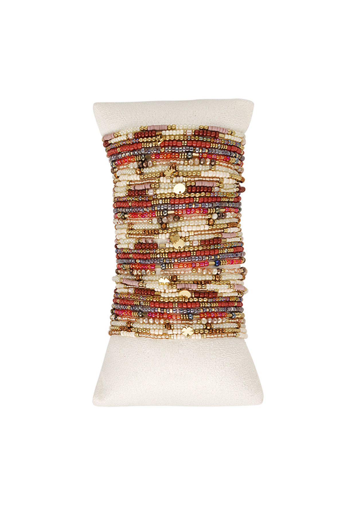 Display with bracelets colorful beads Beige & Gold Stainless Steel h5 