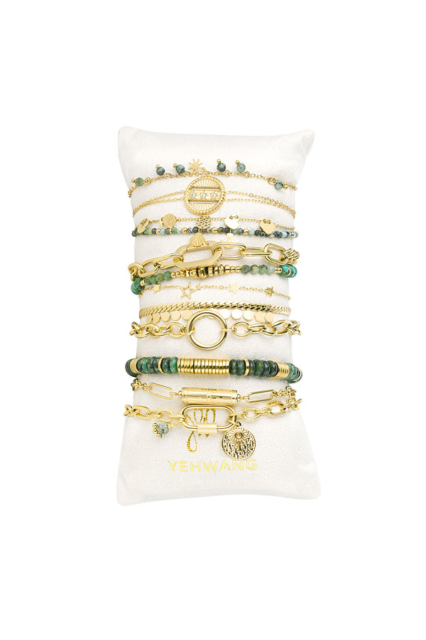 Bracelet présentoir charms - vert & doré Acier Inoxydable