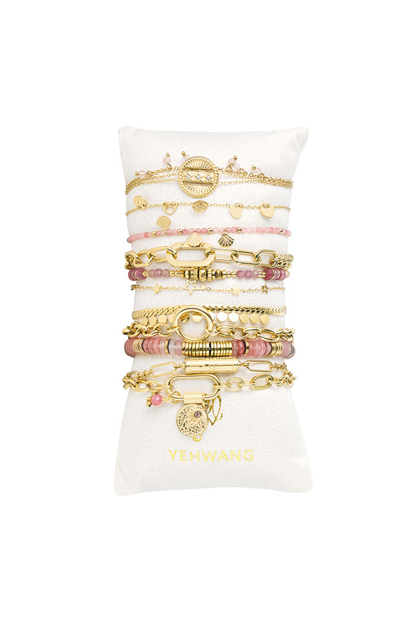 Armband-Display-Charms – rosafarbener und goldener Edelstahl