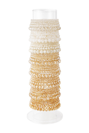 Set bracciali colorati Multi beige - perle di vetro h5 