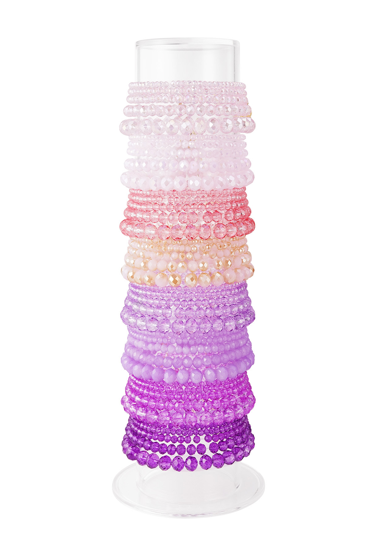Set pulseras de colores Multi violeta rosa - perlas de vidrio h5 