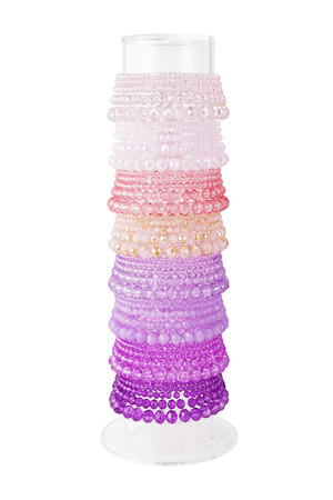 Parure bracelets multicolores Multi violet rose - perles de verre h5 