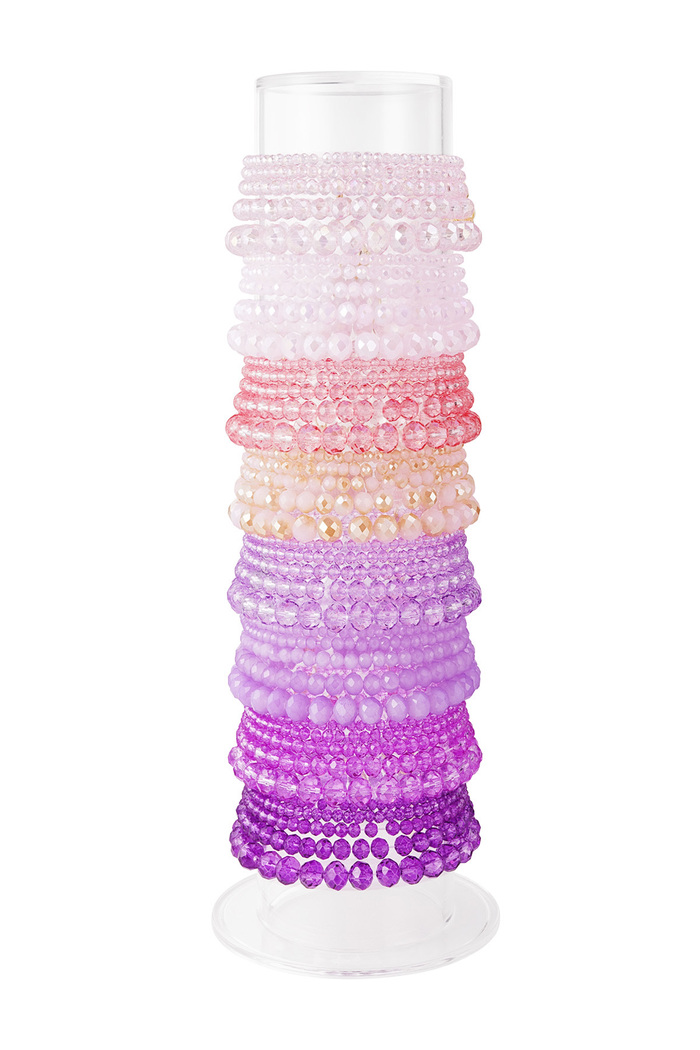 Set armbanden kleurrijk Multi paars roze - glaskralen 