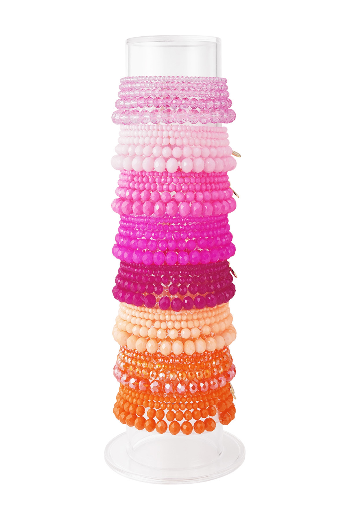 Conjunto pulseras de colores Multi rosa naranja - perlas de vidrio