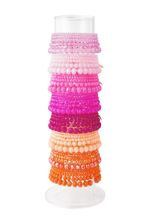 Parure bracelets multicolores Multi rose orange - perles de verre h5 