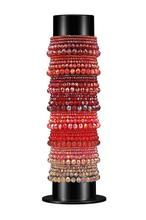 Espositore per braccialetti con braccialetti di perle di vetro - rosso h5 