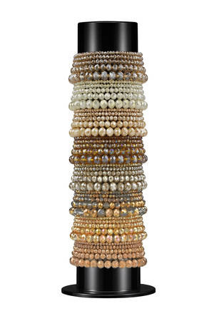 Espositore per braccialetti con braccialetti di perle di vetro - marrone h5 