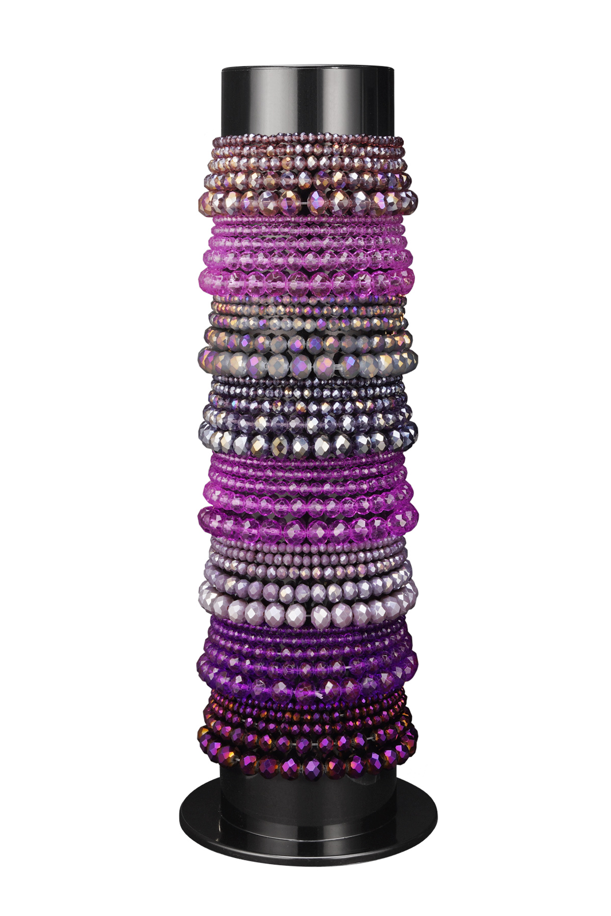 Expositor de pulseras con pulseras de cuentas de cristal - violeta 2