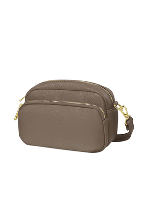 Shoulder bag with front pocket Brown PU h5 