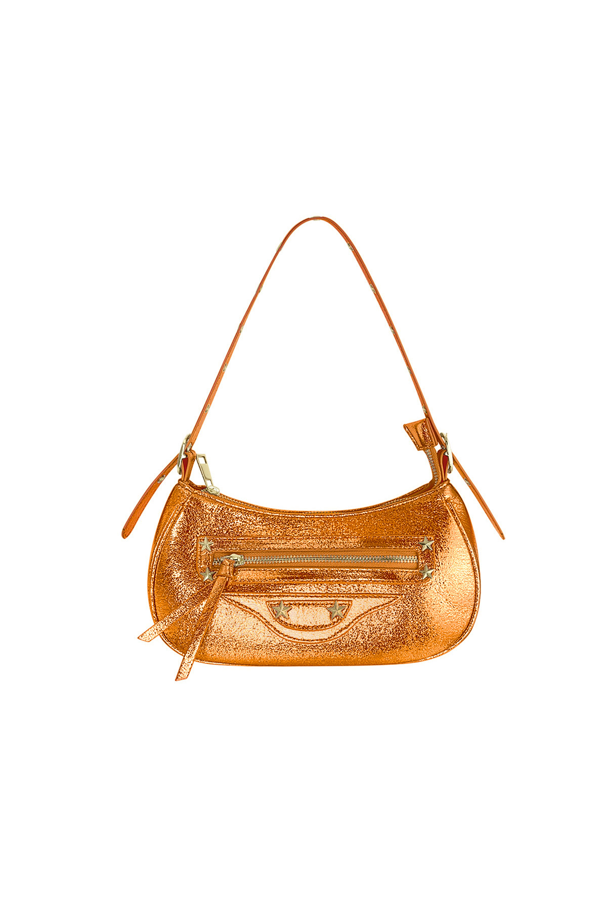 Metallic handbag Orange PU 2