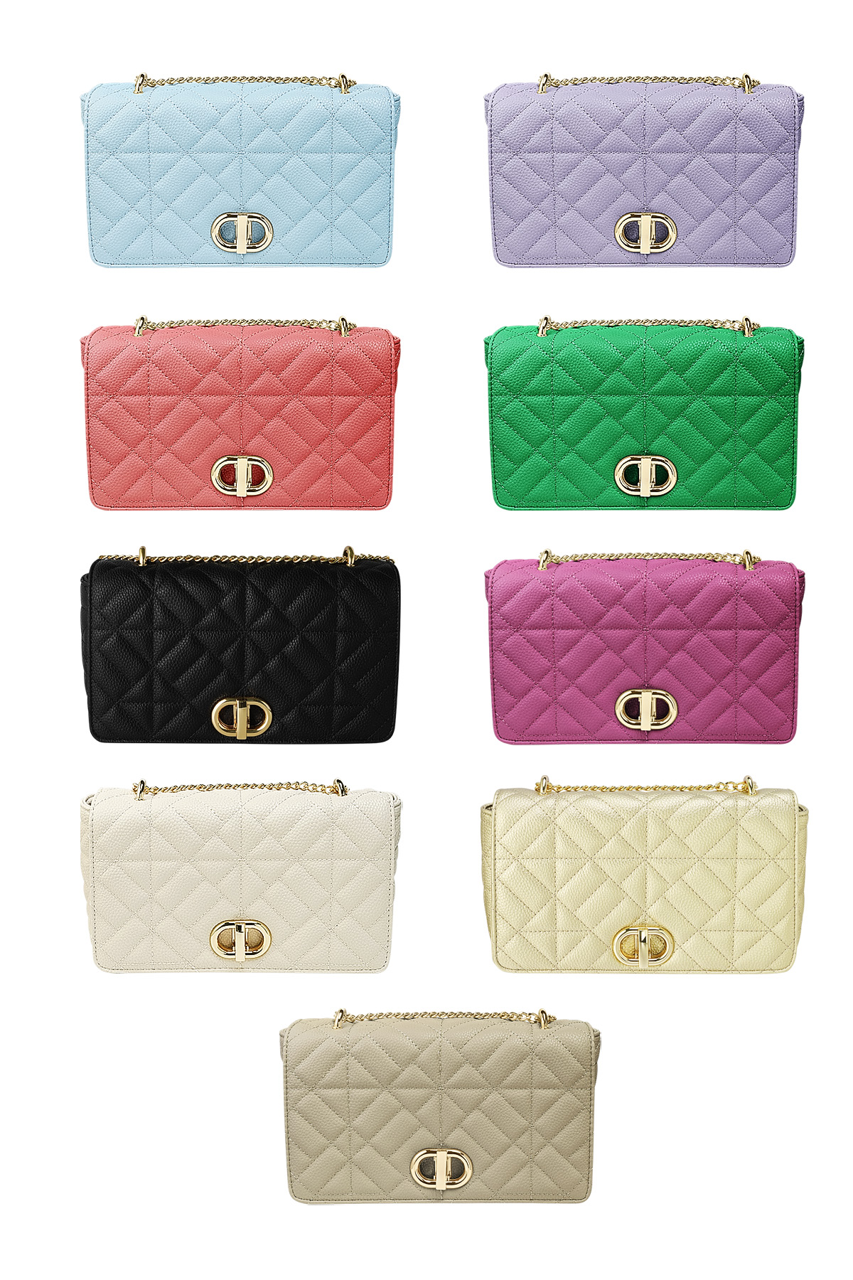 Bolso con pespuntes y detalle dorado PU Fucsia