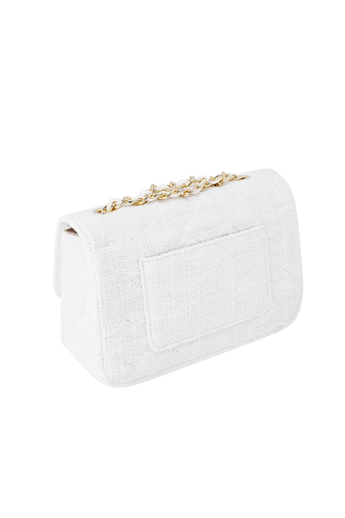 Dikişli ve altın detaylı çanta - beyaz White Polyester h5 Resim7
