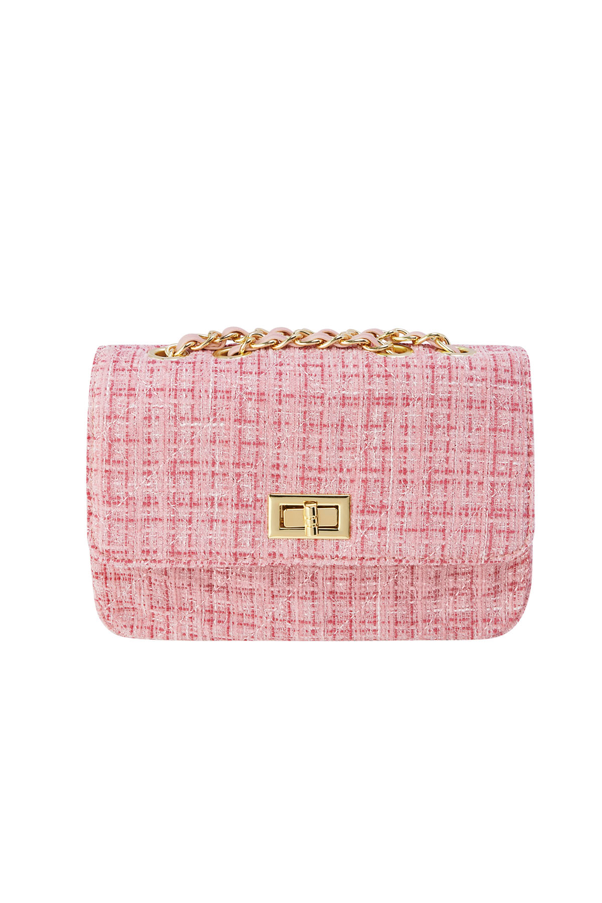 Tasche mit Ziernähten und Golddetail - rosa Polyester