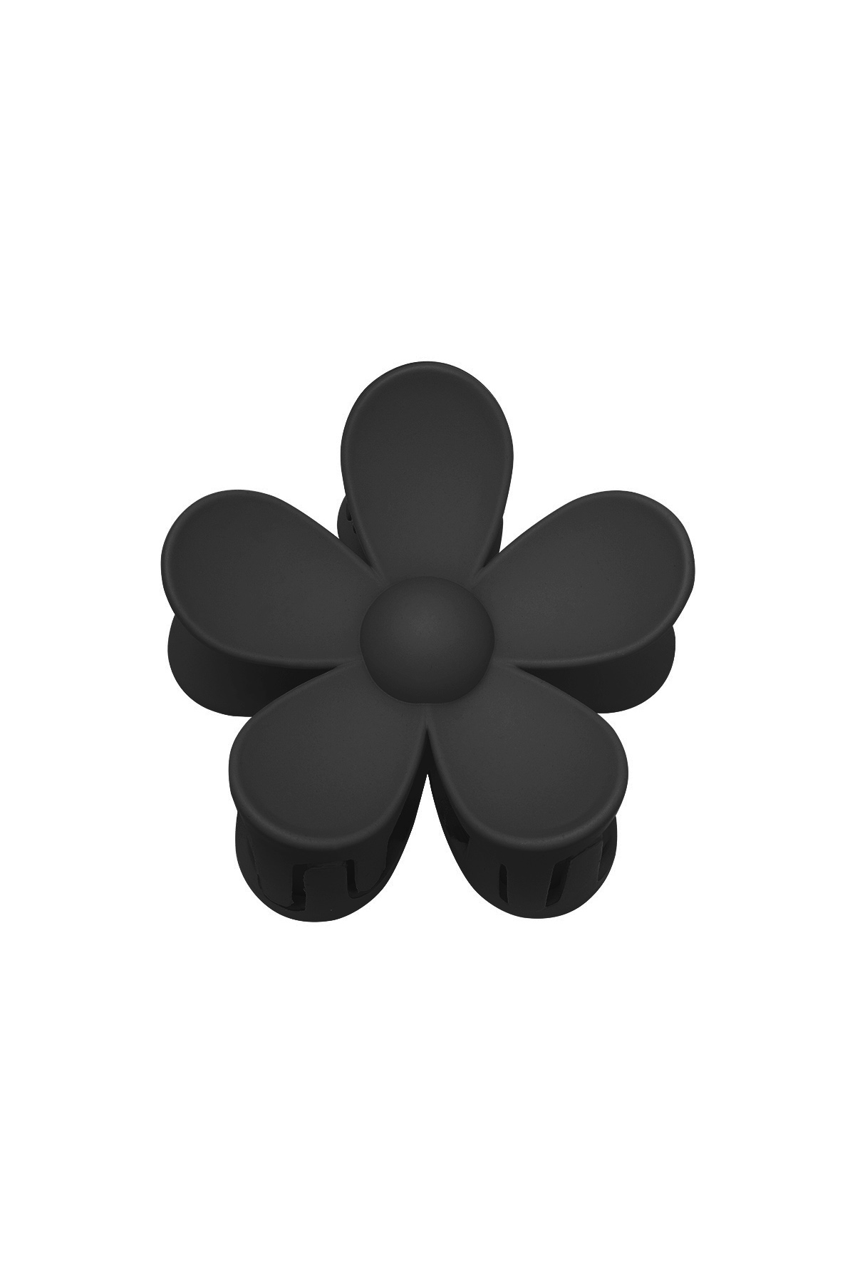 Effen kleur matte madeliefje bloem haarklem - Zwart Resin h5 
