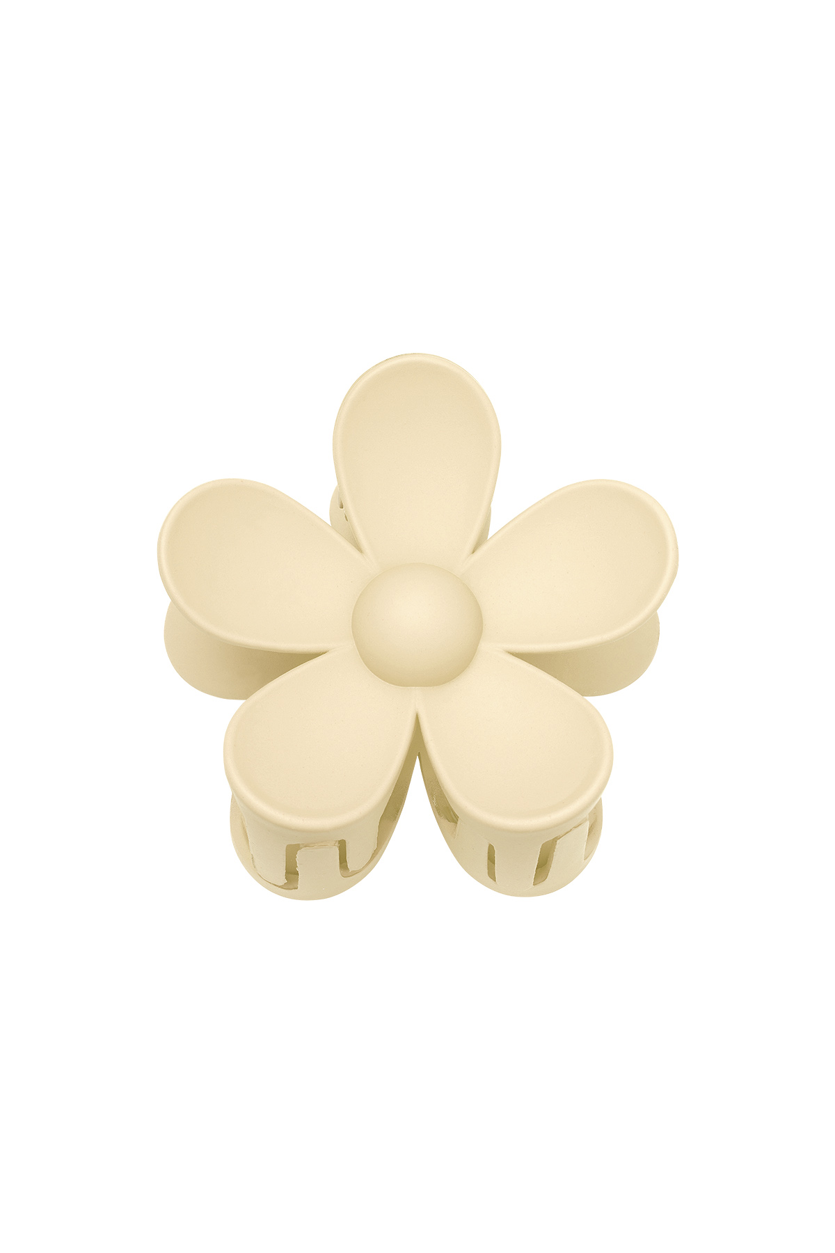 Pince à Cheveux Fleur de Marguerite Mat de Couleur Unie - Résine Beige h5 