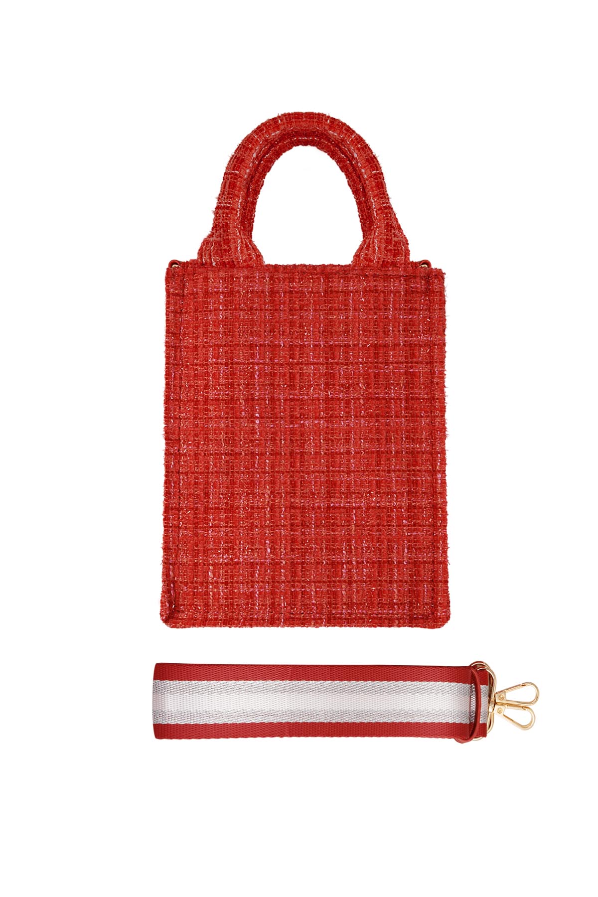 Handbag with pattern &amp; bag strap - red Polyester