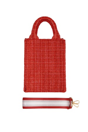 Handbag with pattern & bag strap - red Polyester h5 