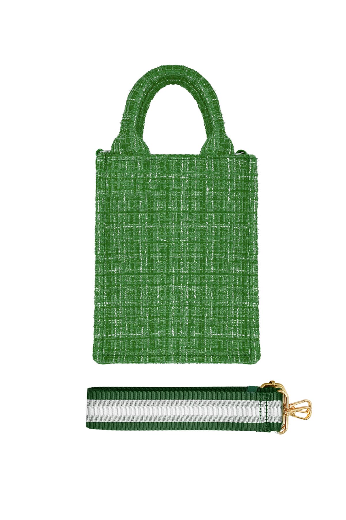 Handbag with pattern & bag strap - green Polyester