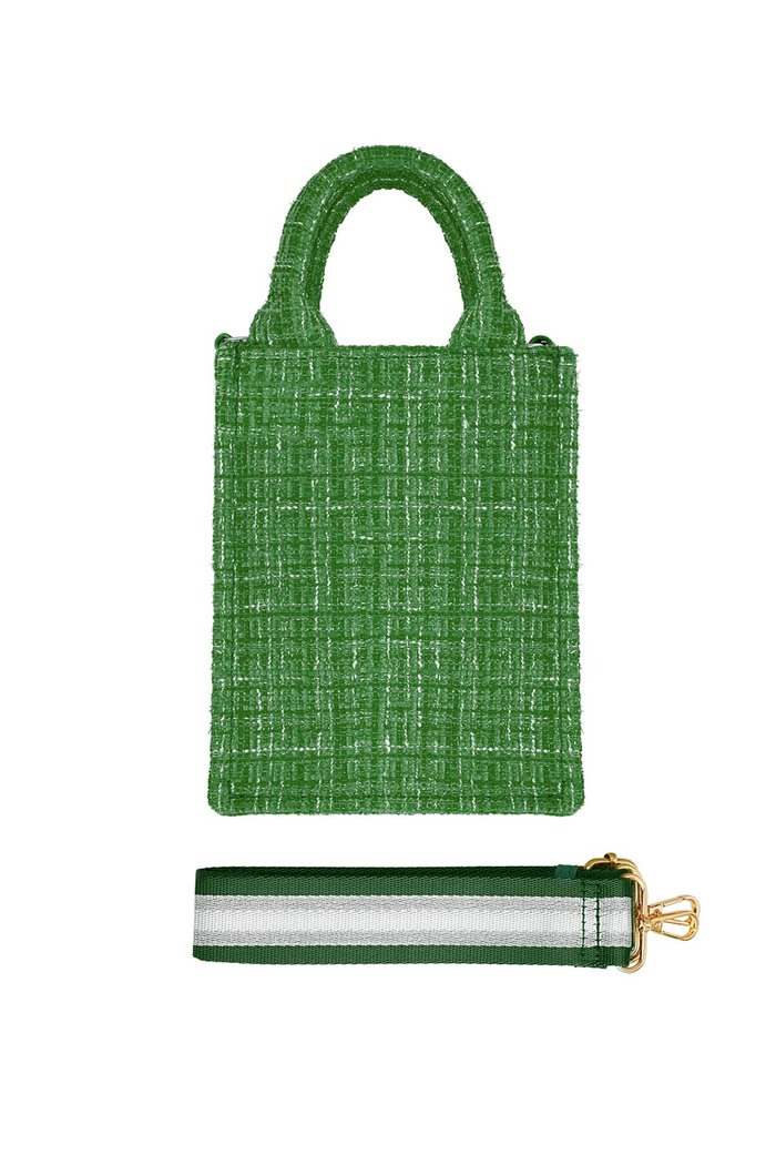 Handbag with pattern & bag strap - green Polyester 