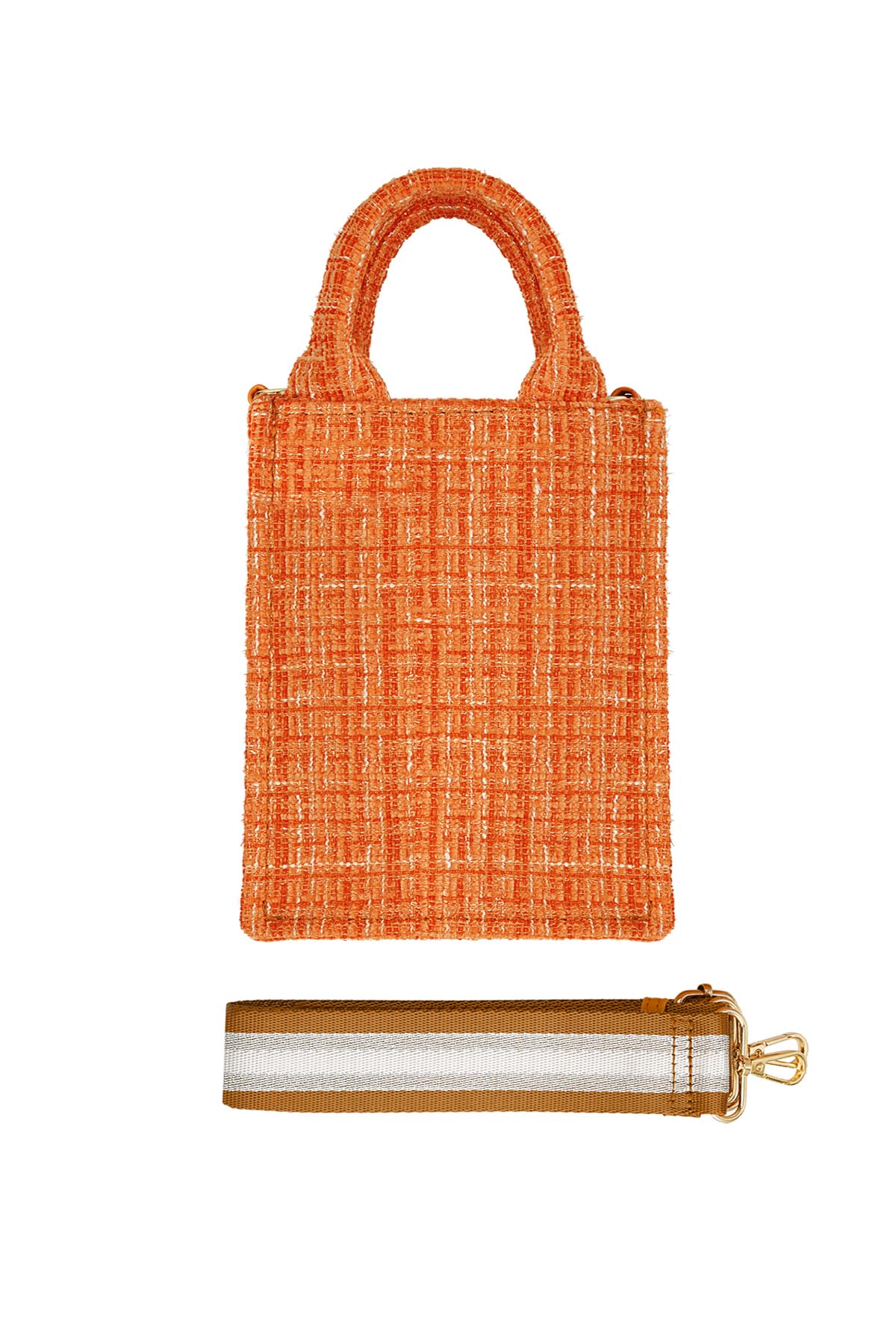 Handbag with pattern & bag strap - orange Polyester