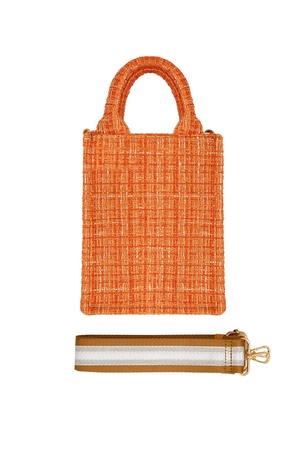 Handbag with pattern & bag strap - orange Polyester h5 