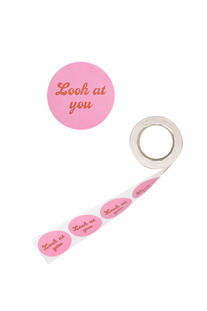 Sticker look at you roze rood h5 