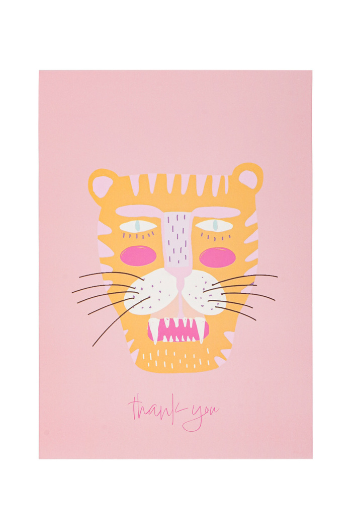 Tarjeta de felicitación tigre rosa 