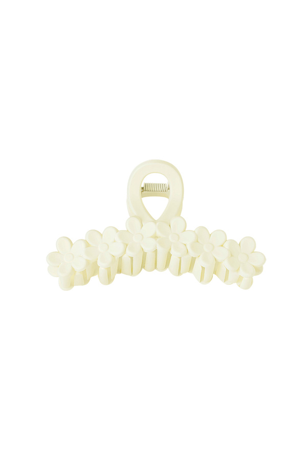 Hair clip flowers in a row - cream Plastic