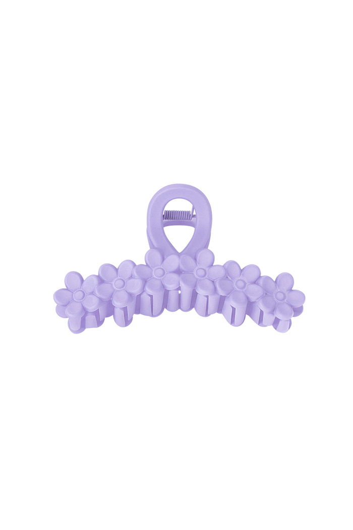 Haarspange Blumen in einer Reihe – lila Kunststoff 