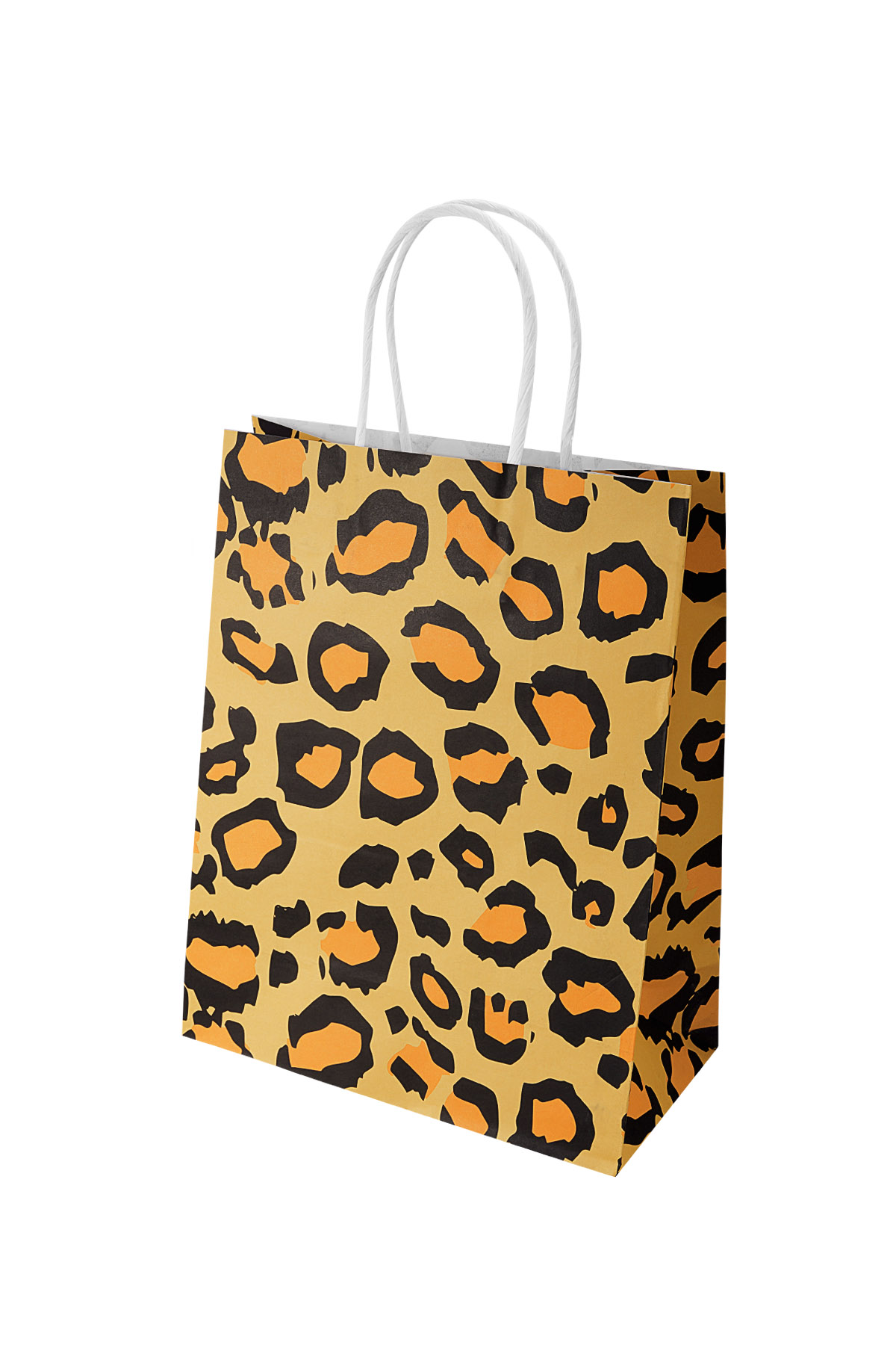 Tasjes luipaardprint 50 stuks - geel Papier