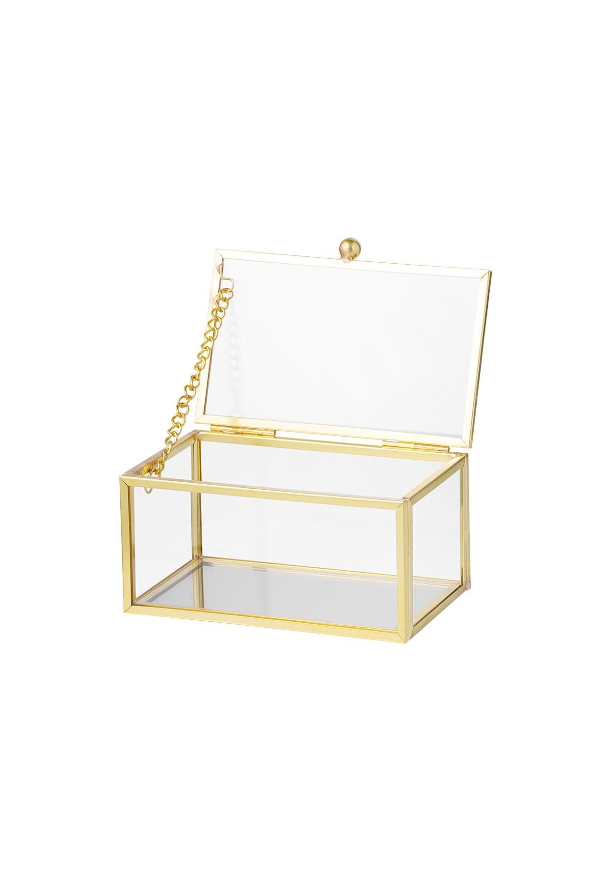 Glass jewelry box small - transparent Copper
