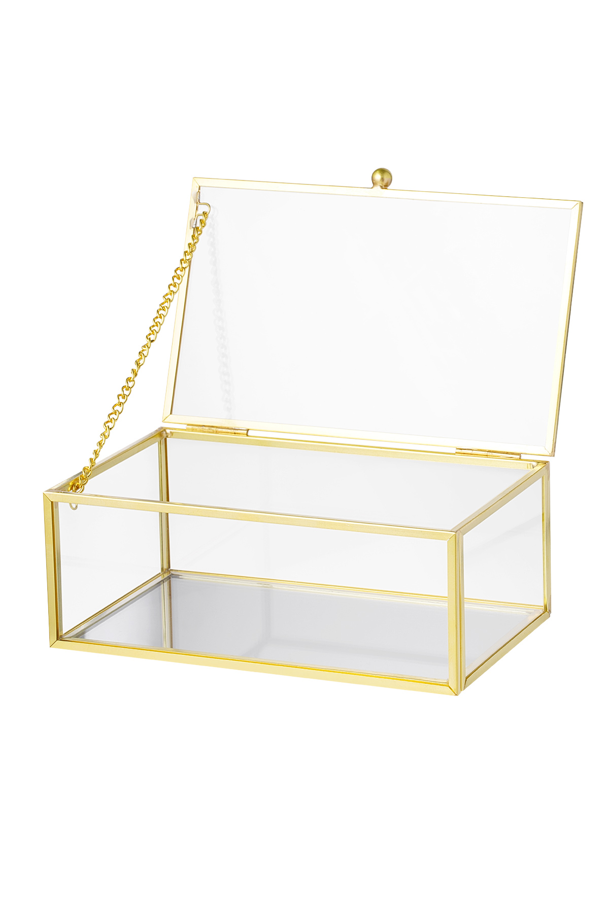 Glass jewelery box large - transparent Copper h5 