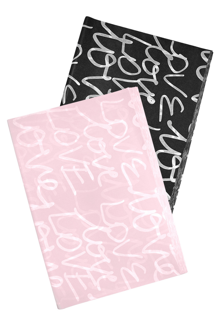 Vloeipapier liggend love - roze Papier Afbeelding2