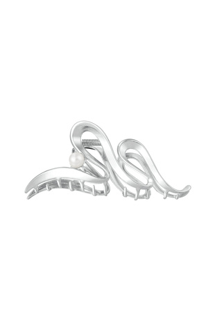 Hair clip curl with pearl - silver Metal h5 